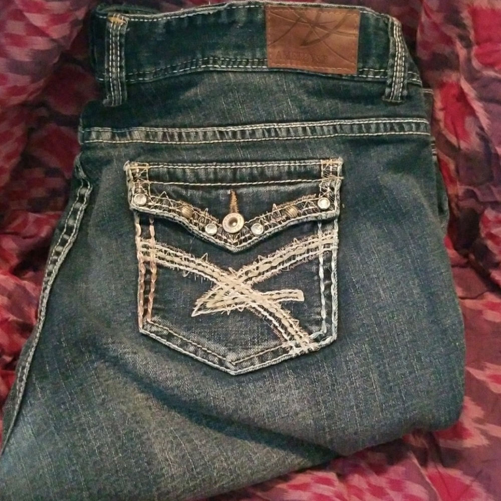 Amethyst jeans have been hemed