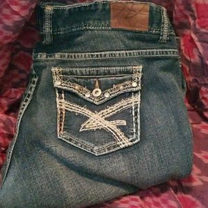 Amethyst jeans have been hemed