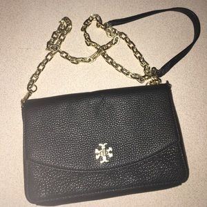 Tumbled black leather cross body