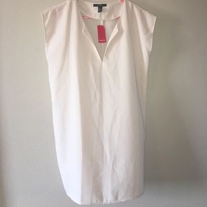 Deep Neck Cream Sheer Dress