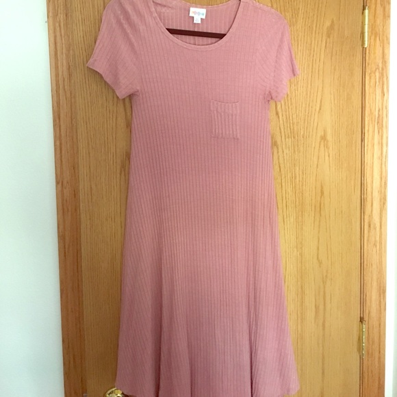 LuLaRoe Dusty Rose Ribbed Carly Dress - Picture 1 of 2