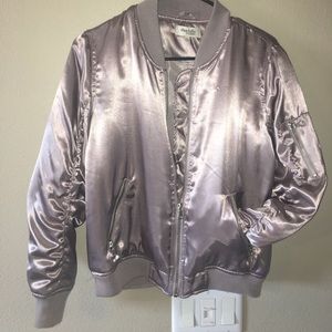 Taupe Bomber Full Zip Jacket