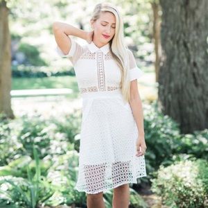 White Eyelet Cut Out Dress