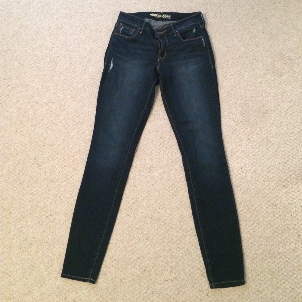 Rockstar Dark-Wash Lightly "Distressed" Jeans