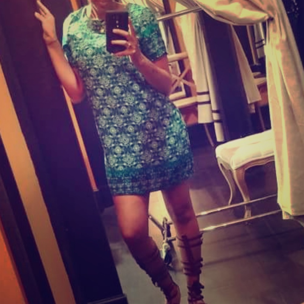 Green shift dress