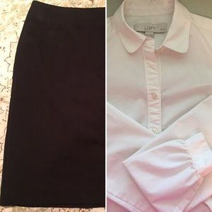 White Loft Shirt and H&M Black Skirt