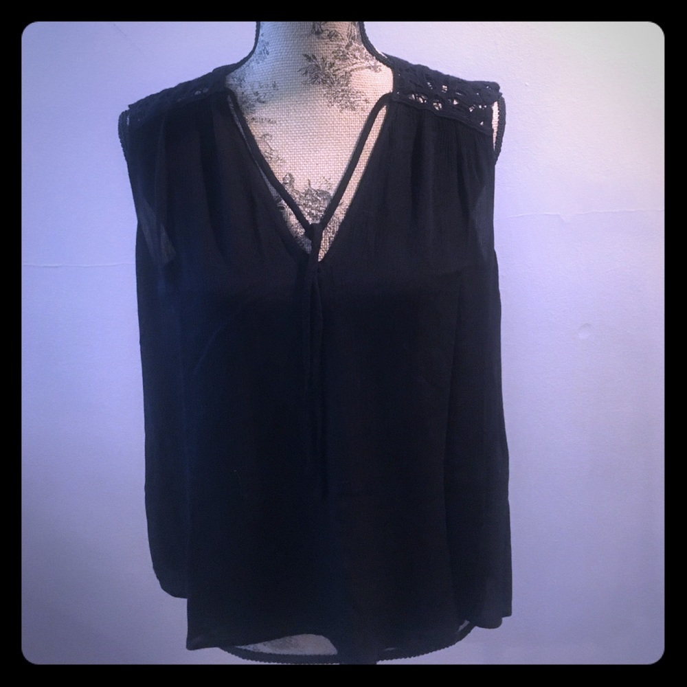 Lace detail black blouse