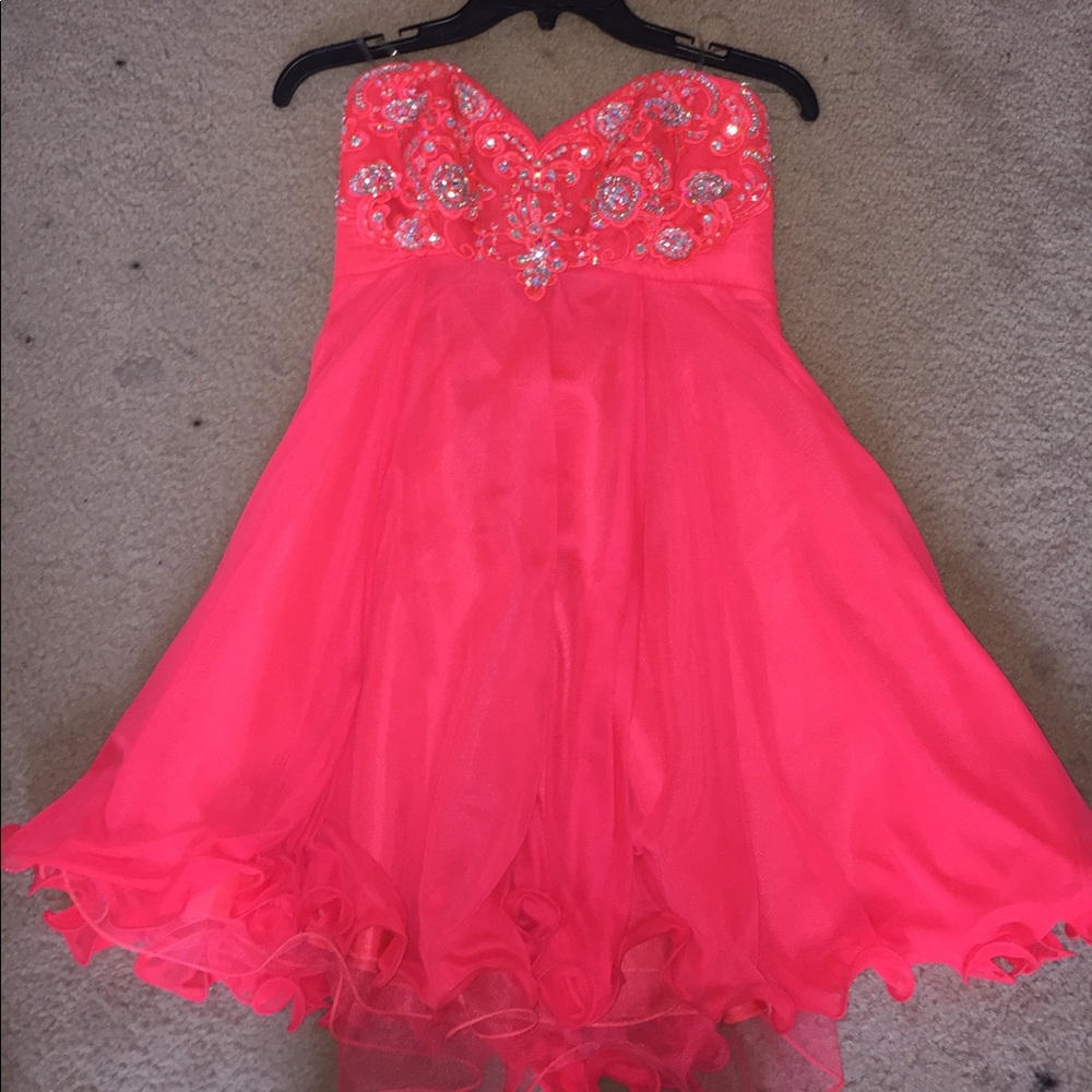 Pink Strapless Jeweled Dress