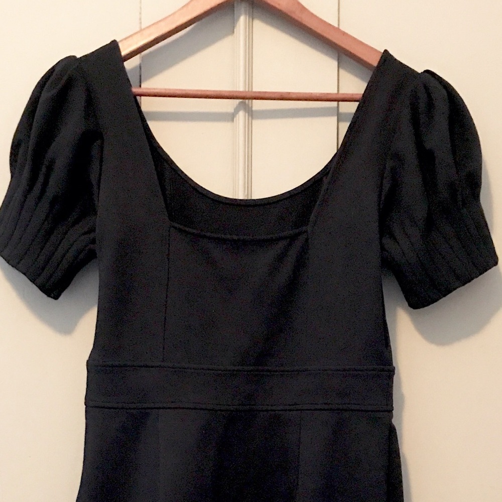 Club Monaco Black Ponte Puff Sleeve Dress