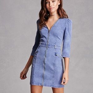 Selfie Leslie Denim Zip Dress Never Worn NEW