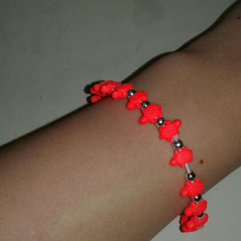Neon Coral Turtle Bracelet
