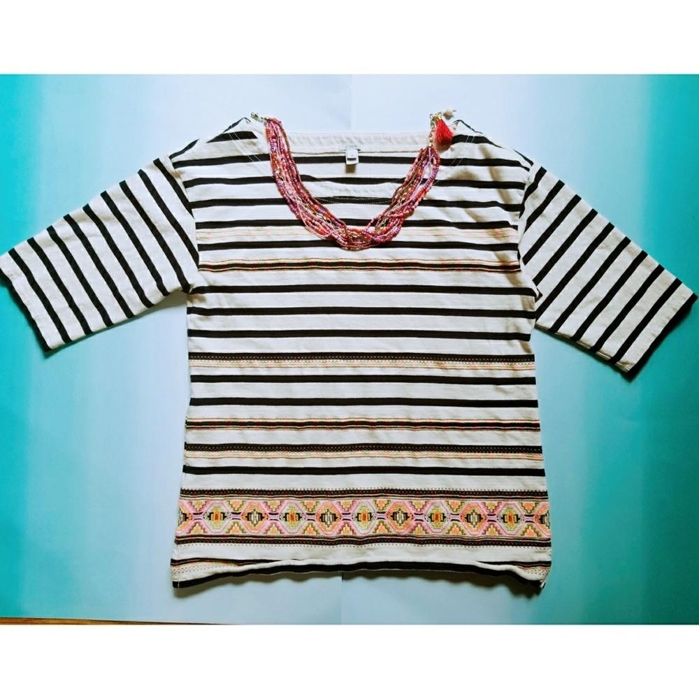 J. Crew Aztec Striped Shirt, Short Sleeve - Picture 2 of 4
