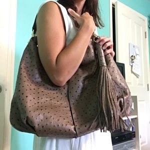 NEW Leather Ostrich Look GILI Bag