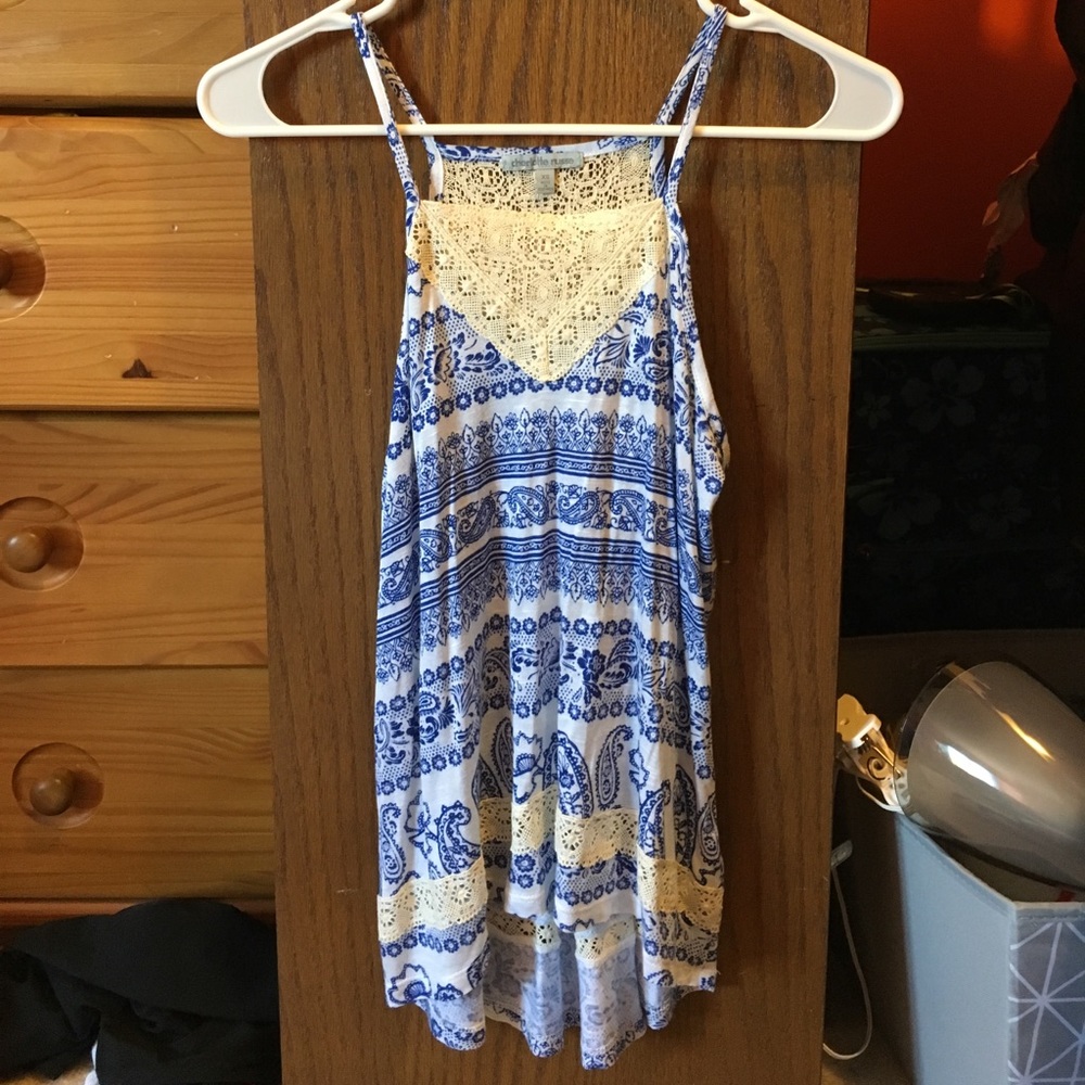 Blue printed tank top