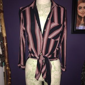 Top Shop stripe button up size 2