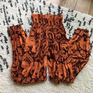 Red and Orange Thai Elephant Pants