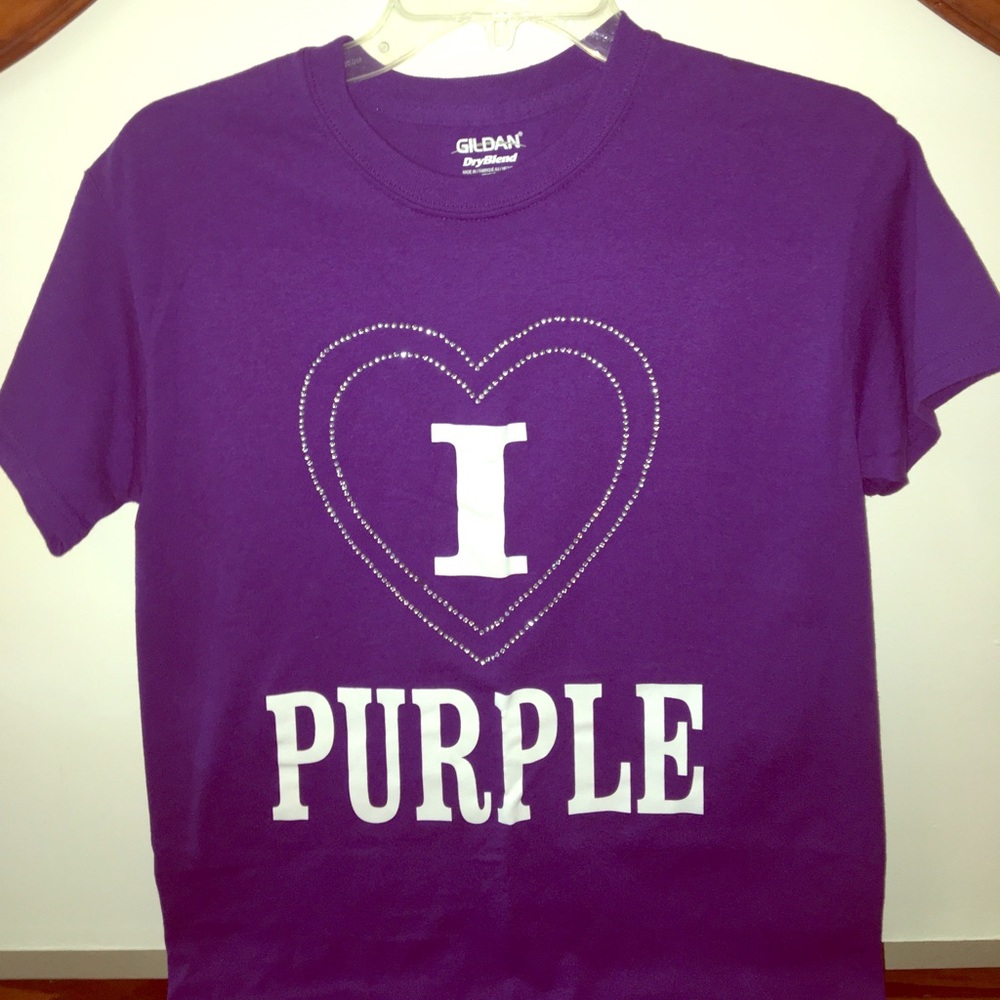 NEW Rhinestone I ❤️ Purple shirt