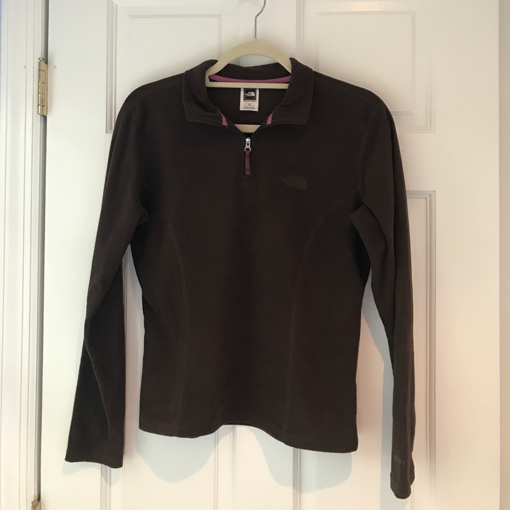 The North Face, brown, quarter-zip fleece