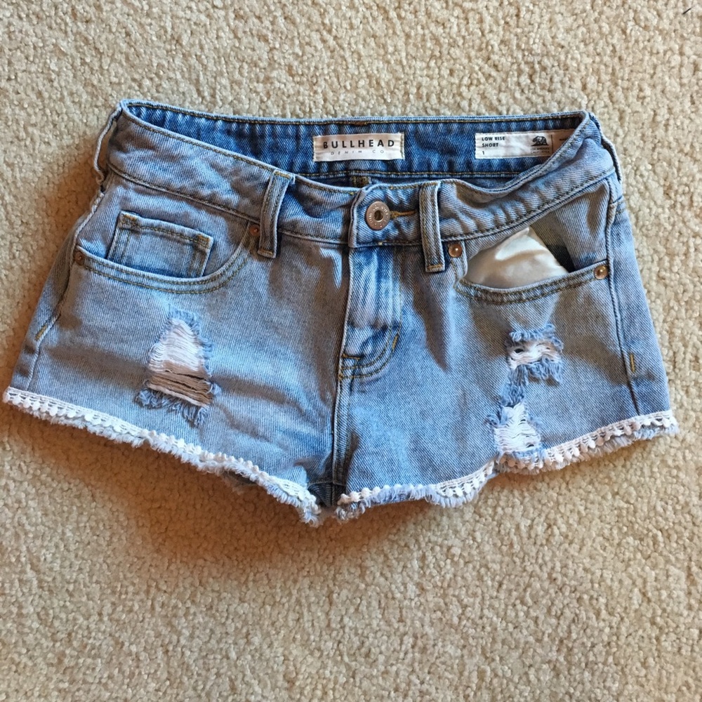 Light wash denim shorts