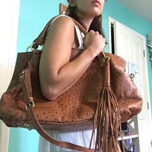 NEW Leather Ostrich Look Bag