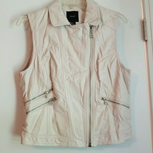 Cream Faux Leather Vest