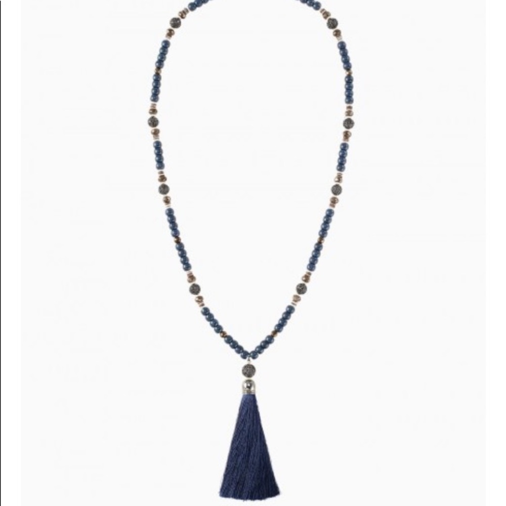 Stella & Dot Trove Tassel Necklace - navy.