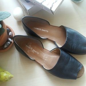 Franco Sarto peep toe black flats