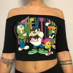 Looney Tunes off the shoulder vintage Crop Top