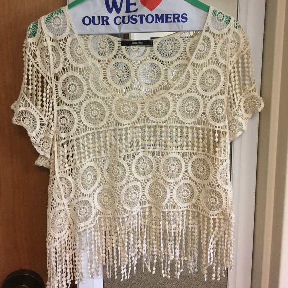 Crochet top with fringe bottom