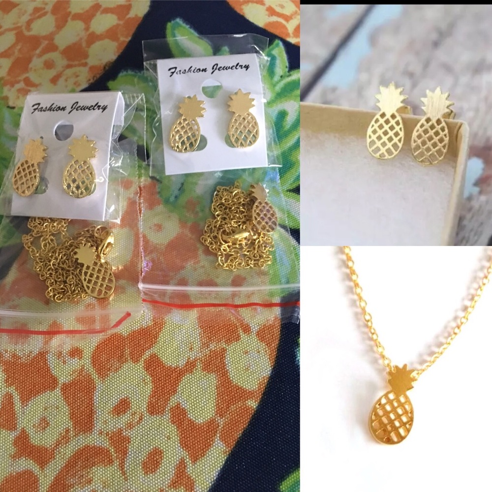 Pineapple Necklace And Earring Set
