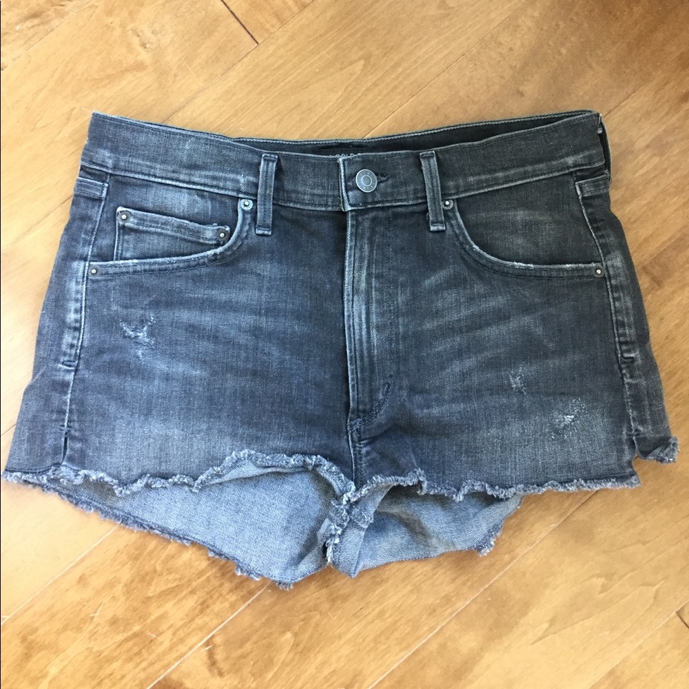 AGOLDE "Anja" Gray Black Denim Cut-Off Shorts 28