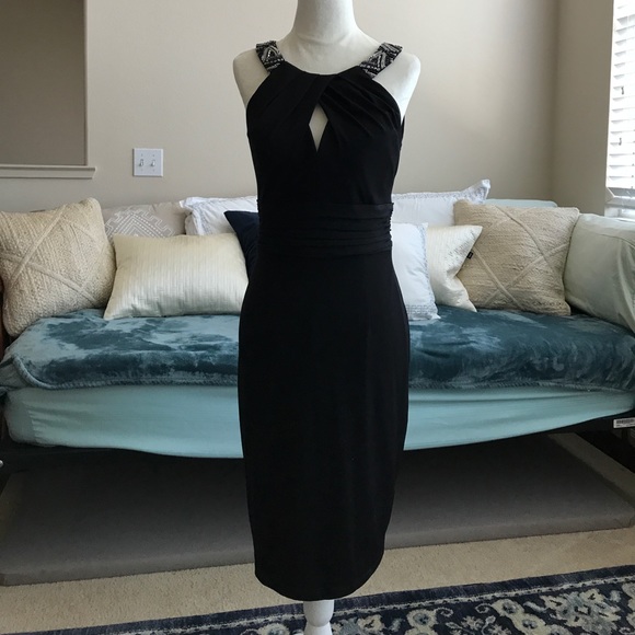 David Meister beaded strap black dress - Picture 2 of 5