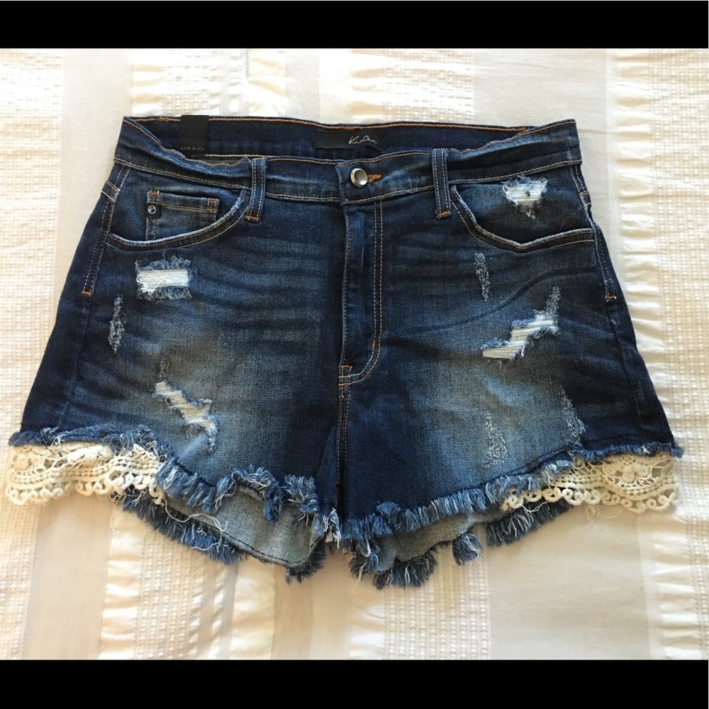 High rise denim shorts