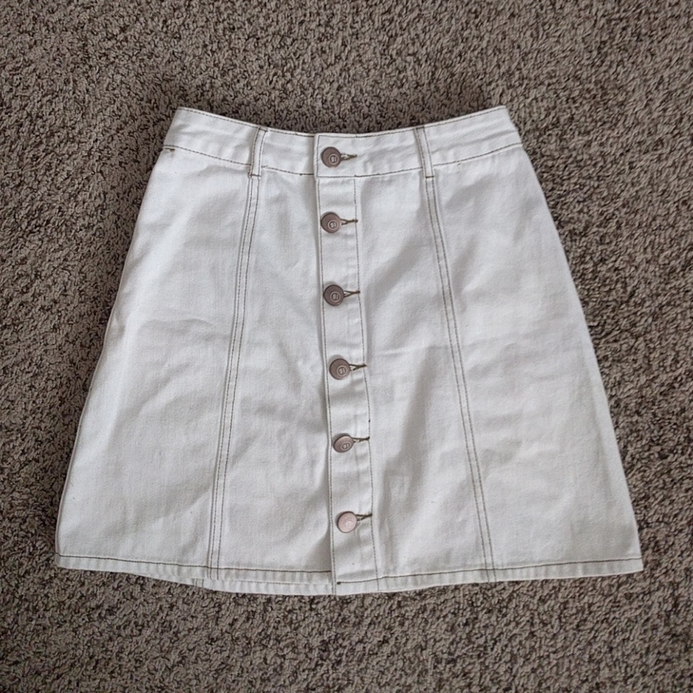 White A-Line Denim Skirt