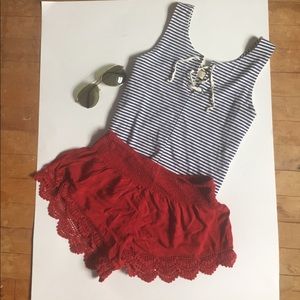 Red Crotchet Shorts