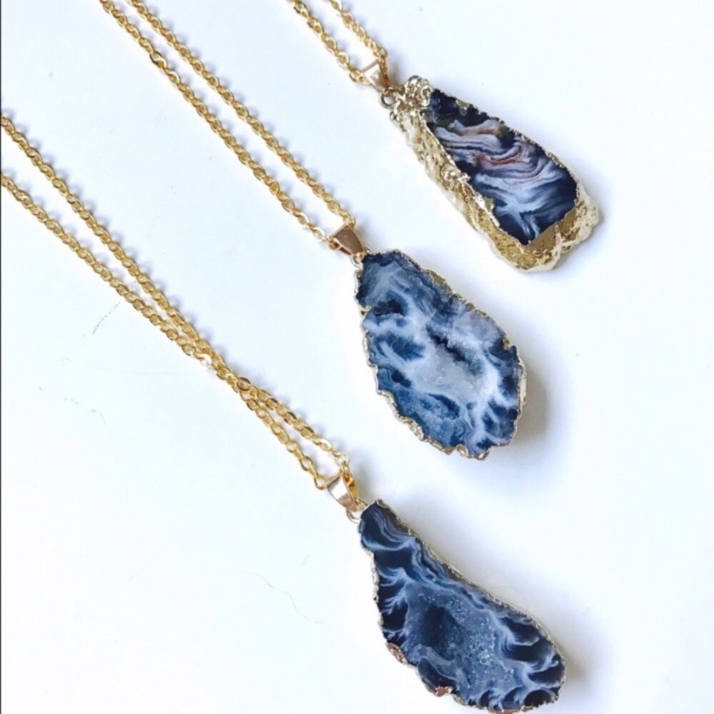 Agate Geode Slice Druzy Necklace
