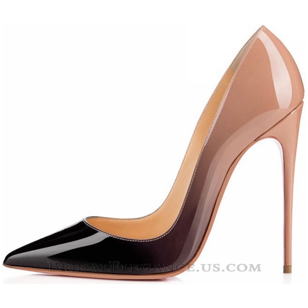Ombré Style Patent Leather Pointy Toe Pumps