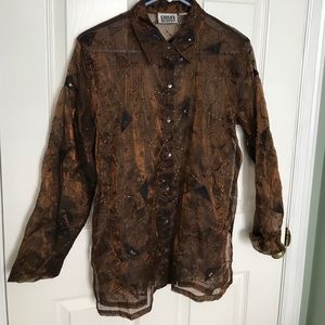 Chico's Design Sheer Bronze Shirt