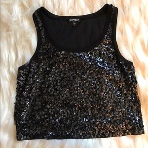 NEW Express Sequined Crop top sz small