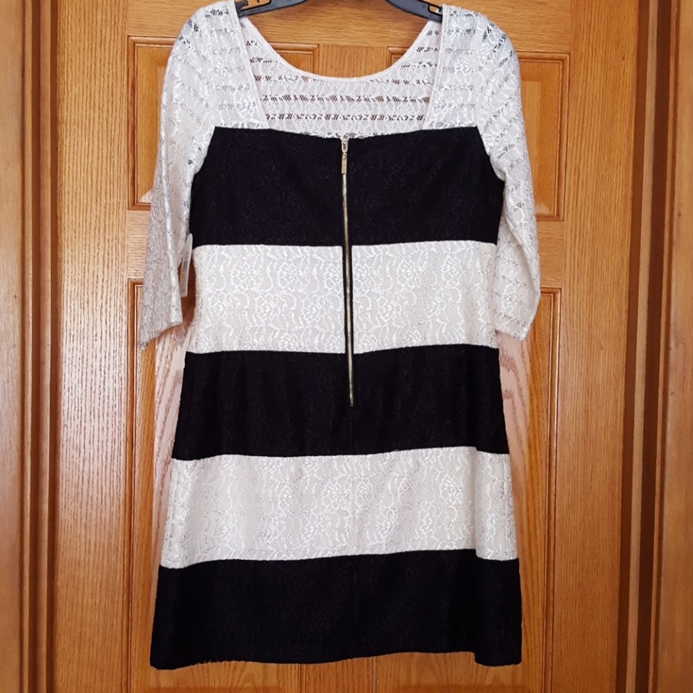 NWT JESSICA SIMPSON BLACK/IVORY LACE SHEATH DRESS - Picture 4 of 6