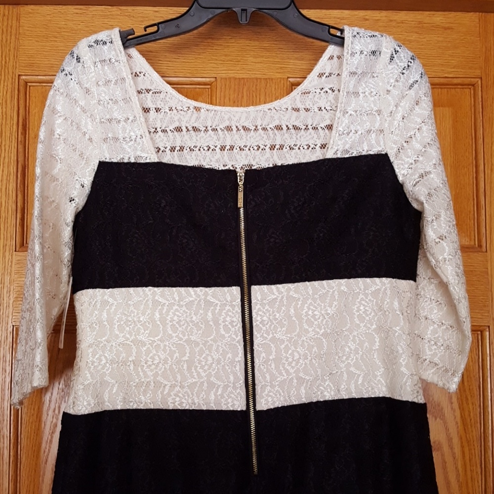 NWT JESSICA SIMPSON BLACK/IVORY LACE SHEATH DRESS - Picture 5 of 6