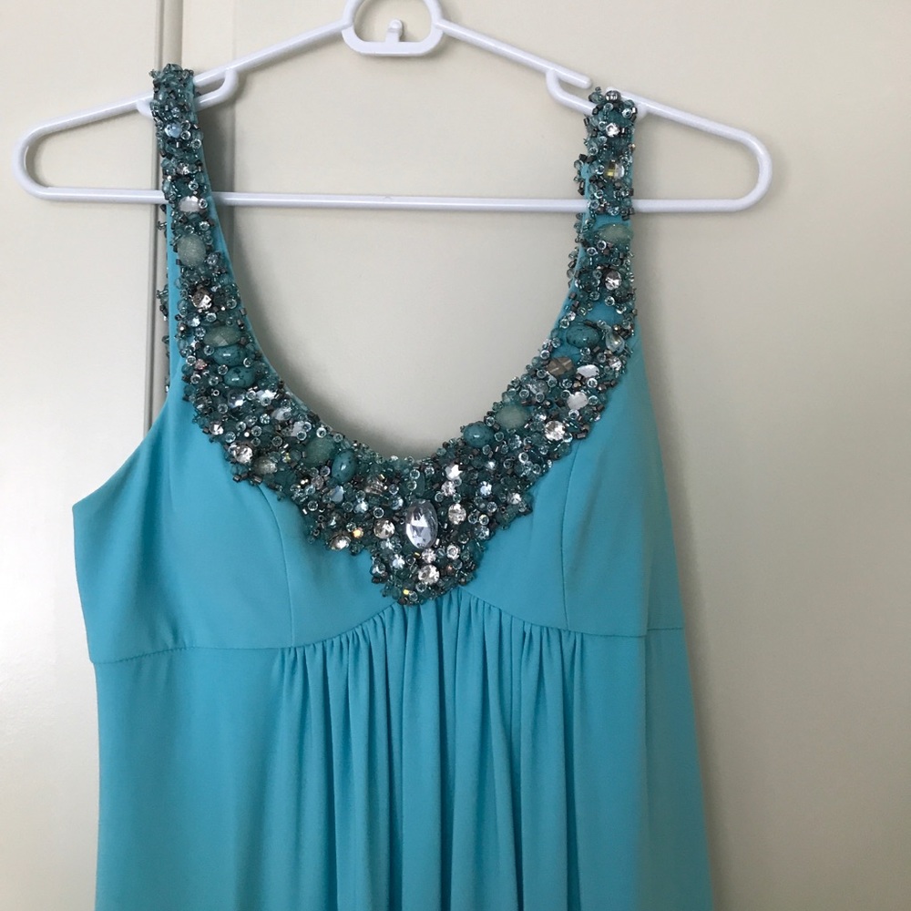 Long formal dress with beaded top