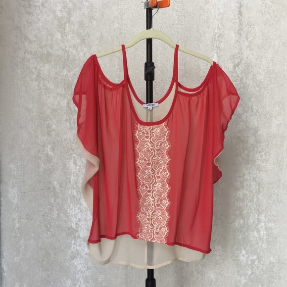 Verty cold shoulder semi-sheer, Summer top - Picture 1 of 3