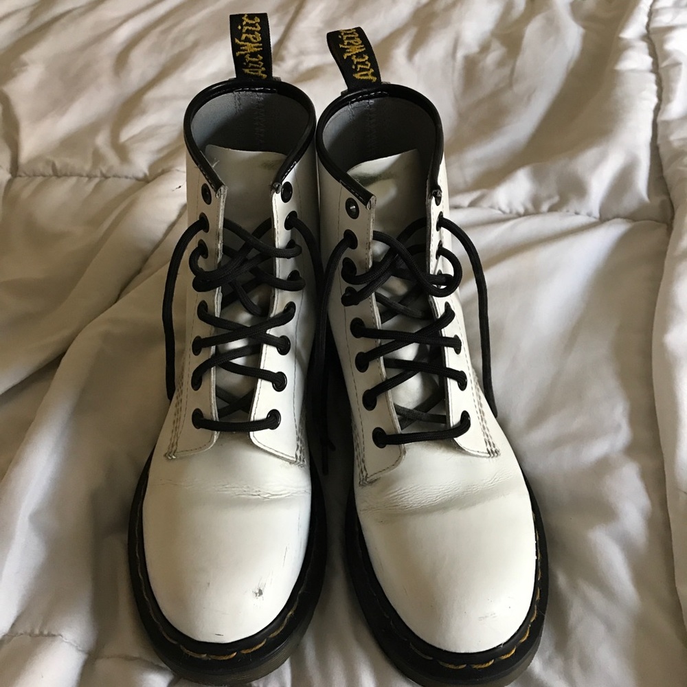 Matte white Dr Martens.