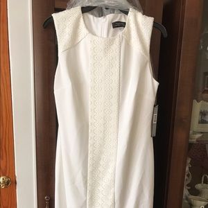 Tahari sleeveless white dress