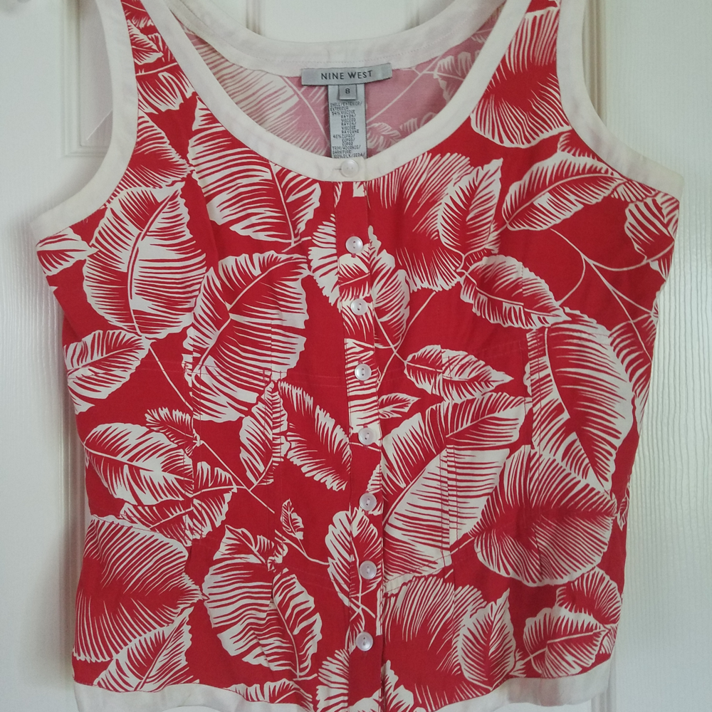 Tropical Print Button Camisole