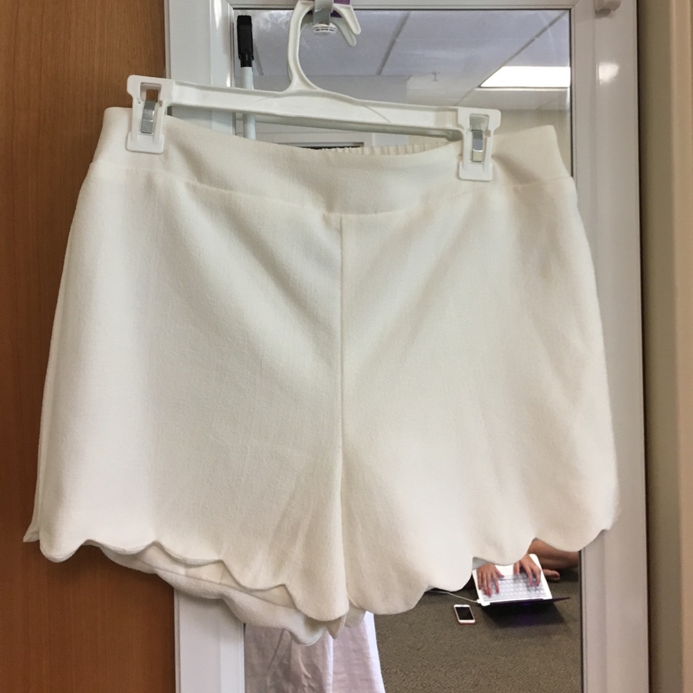 White scalloped shorts
