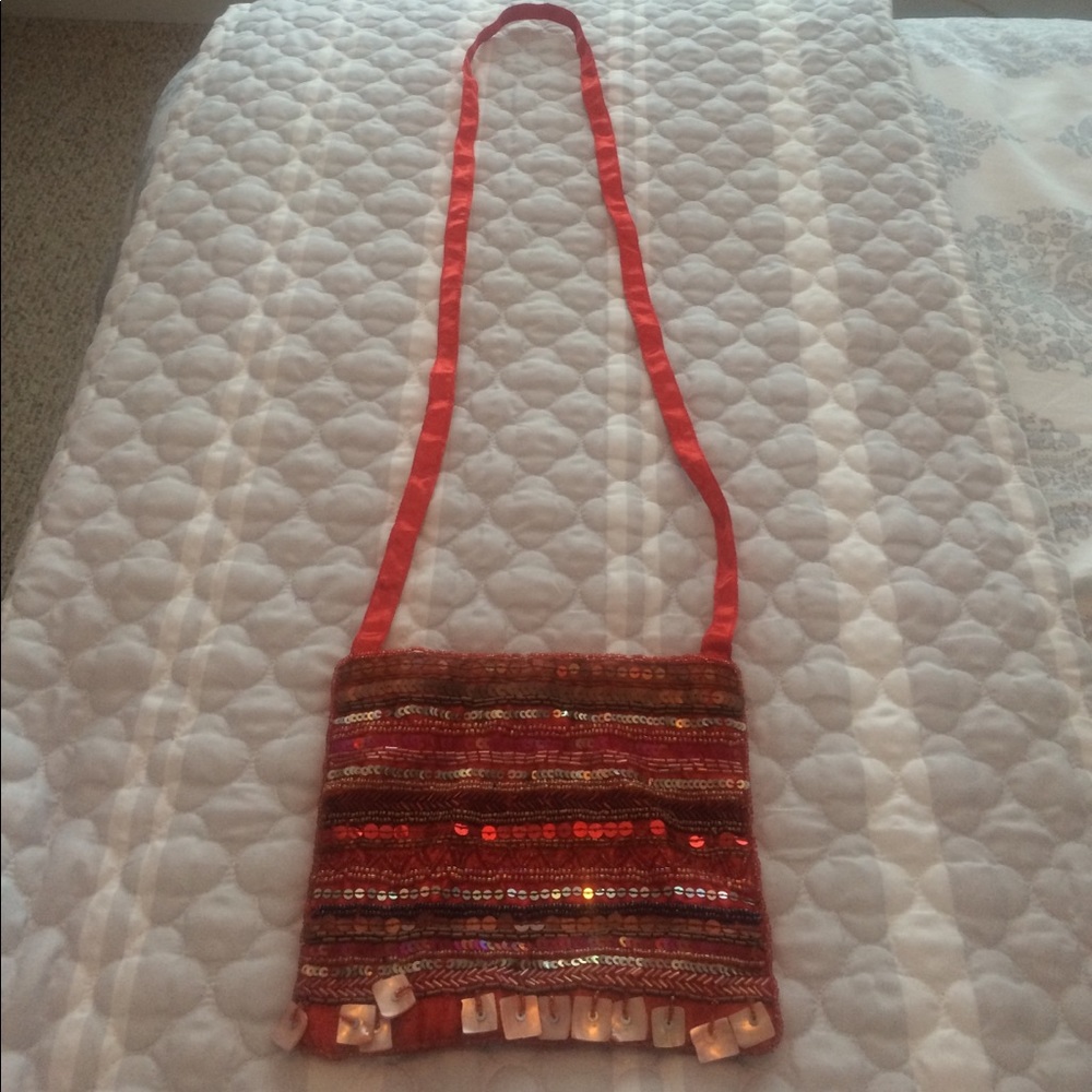 Boho Beaded Red Summer Small Purse Handbag