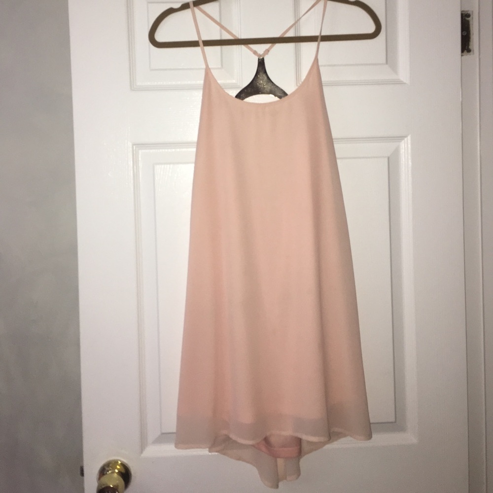 Blush colored dress worn once with gold plate back