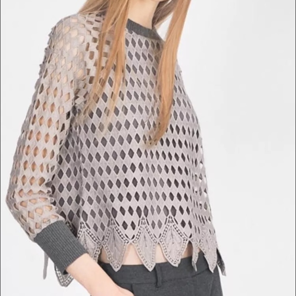 Zara sweater pull over top grey NWOT